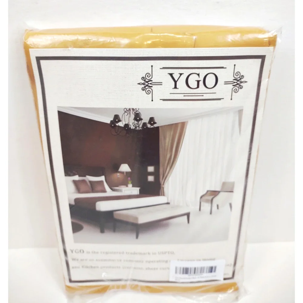 YGO Yellow Gold Half Window Blackout Short Curtain Valance Tiers 2 Panel 52W 18L